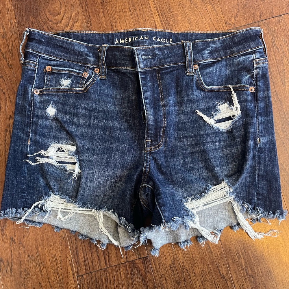 American Eagle Outfitters Women's Distressed Blue Denim Shorts